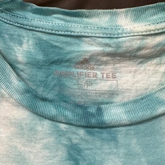 Adidas Small Tee Shirt Blue Turquoise Cotton Tie Dye Tied dyed Short Sleeve Teal - Picture 3 of 6